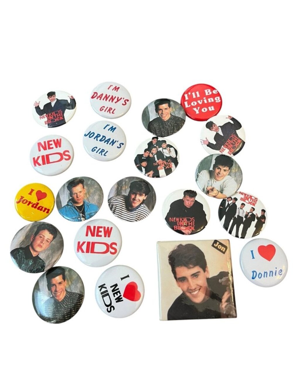 New Kids On The Block Buttons Pins I Luv Jonathan Jordan Joey Donny Danny Lot 20
